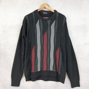 Vintage 90s Cooper Knitting Mills Mens Sweater XL Geometric 3D Abstract Grunge‎